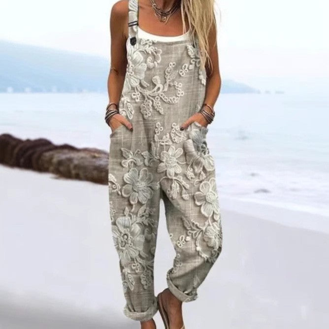 Azura - 3d Floral Art Pattern Jumpsuit
