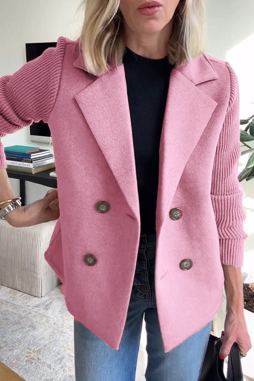 Amora™ | Elegant Knit-Sleeve Jacket