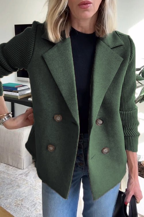 Amora™ | Elegant Knit-Sleeve Jacket