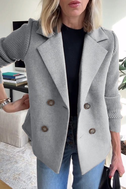 Amora™ | Elegant Knit-Sleeve Jacket