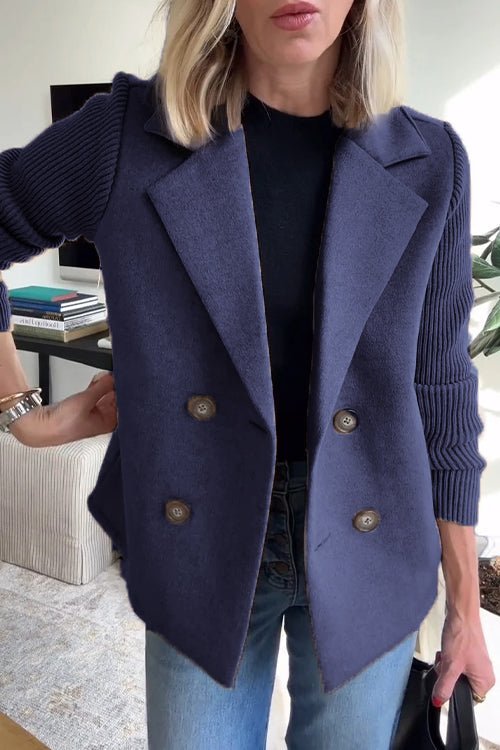 Amora™ | Elegant Knit-Sleeve Jacket