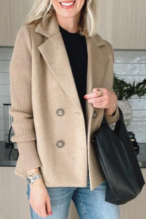 Amora™ | Elegant Knit-Sleeve Jacket