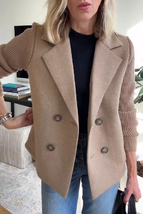 Amora™ | Elegant Knit-Sleeve Jacket