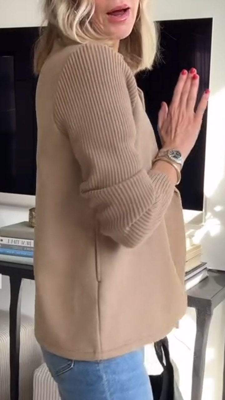 Amora™ | Elegant Knit-Sleeve Jacket