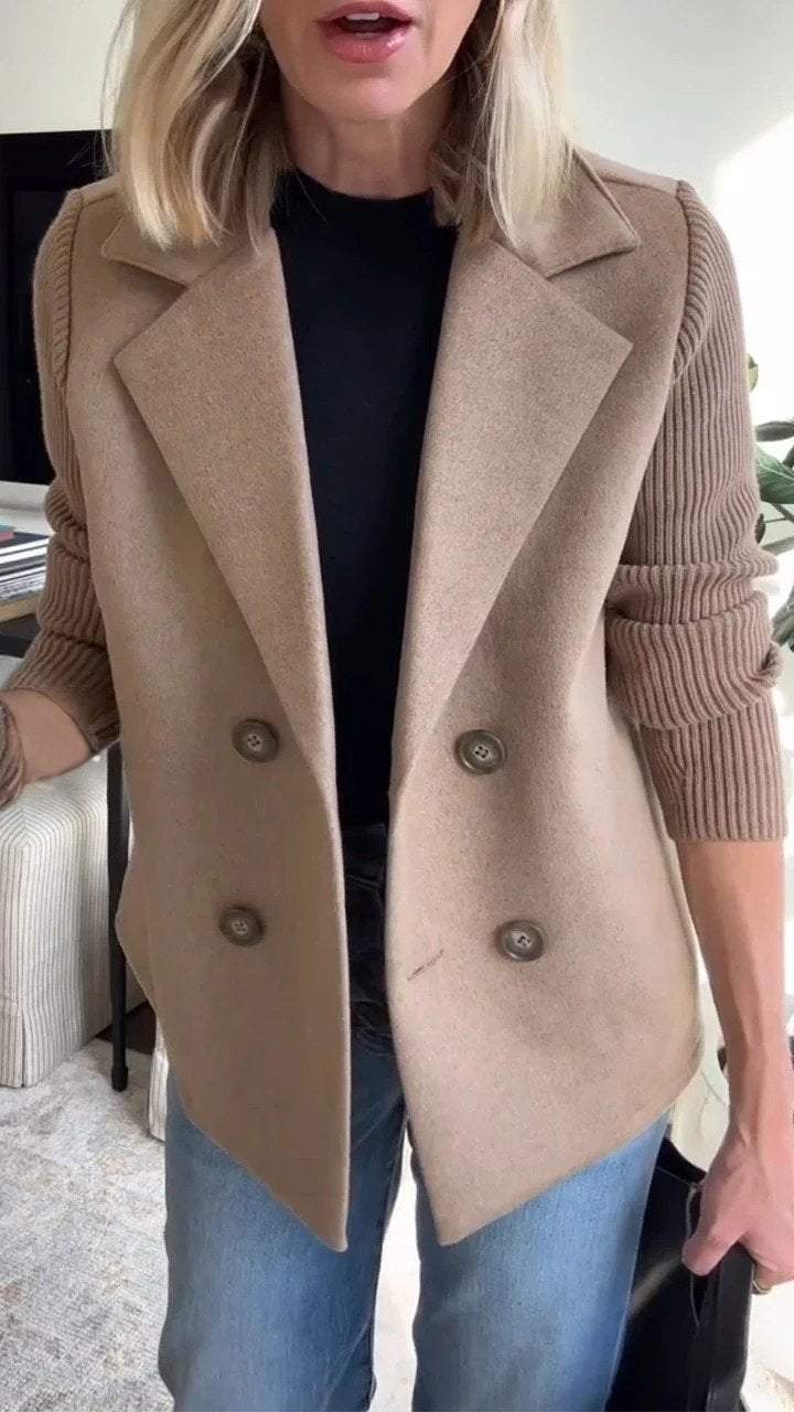 Amora™ | Elegant Knit-Sleeve Jacket