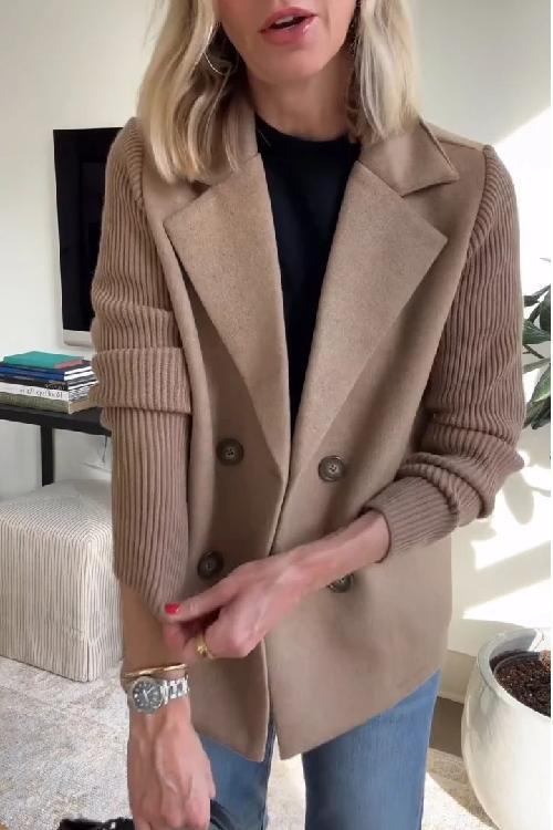Amora™ | Elegant Knit-Sleeve Jacket